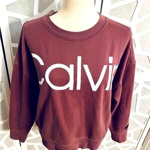 Calvin Klein Sweatshirt Pretty Maroon Sweatshirt, Size Medium